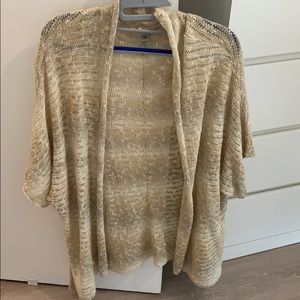 Light brown woven short sleeve cardigan